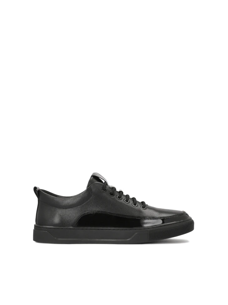 kazar Men’s black leather sneakers with elegant inserts
