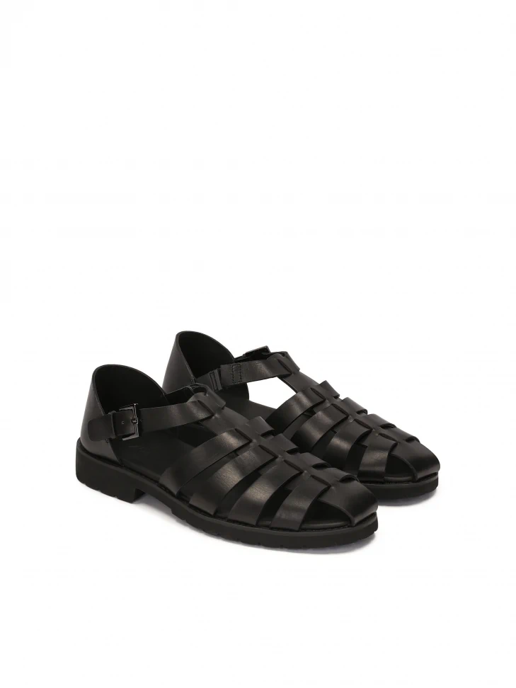 Kazar Men's Black Sandals With A Covered Heel And A Toe