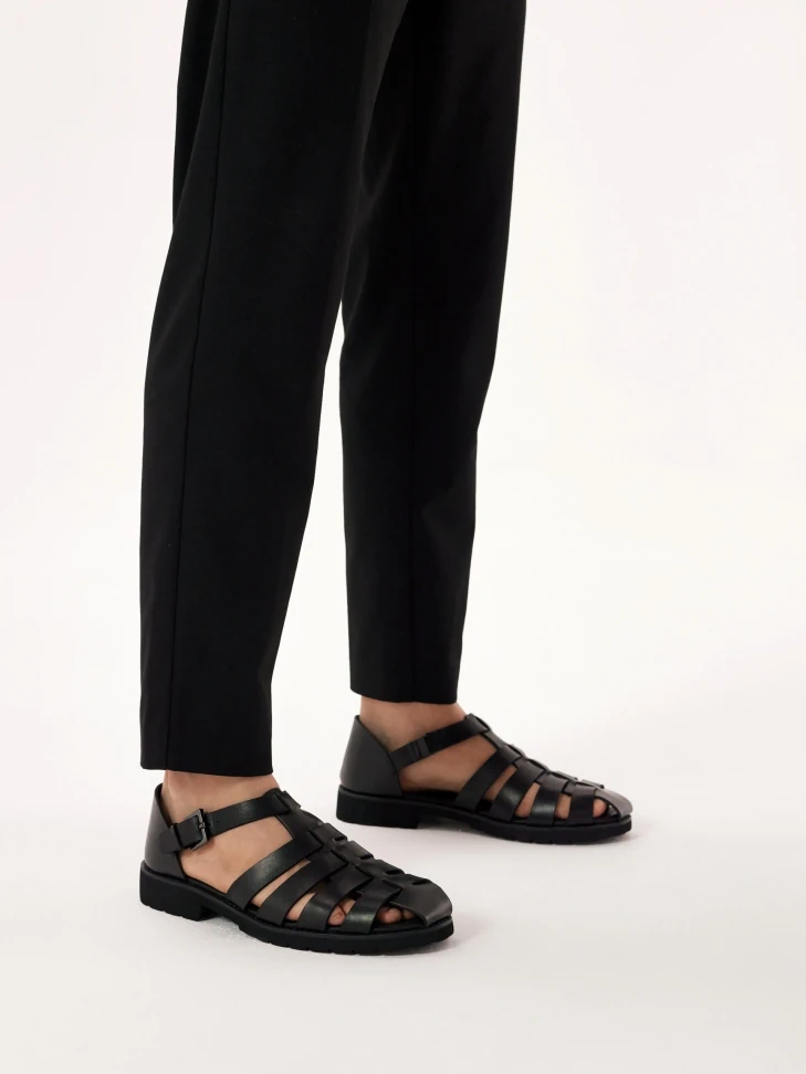 Kazar Men's Black Sandals With A Covered Heel And A Toe
