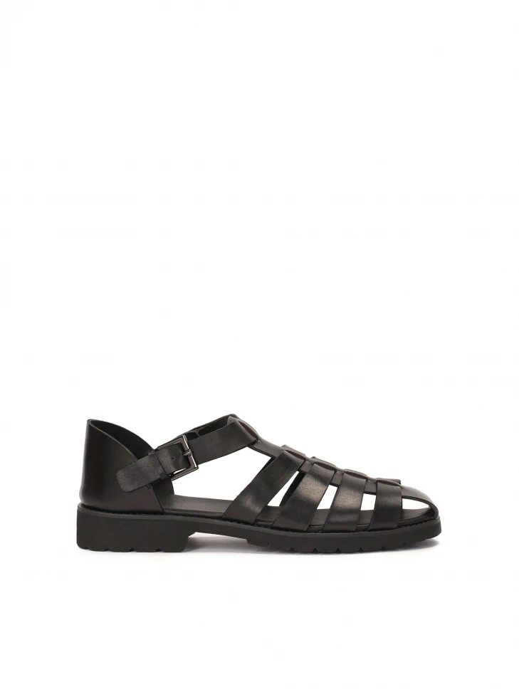 kazar Men's black sandals with a covered heel and a toe