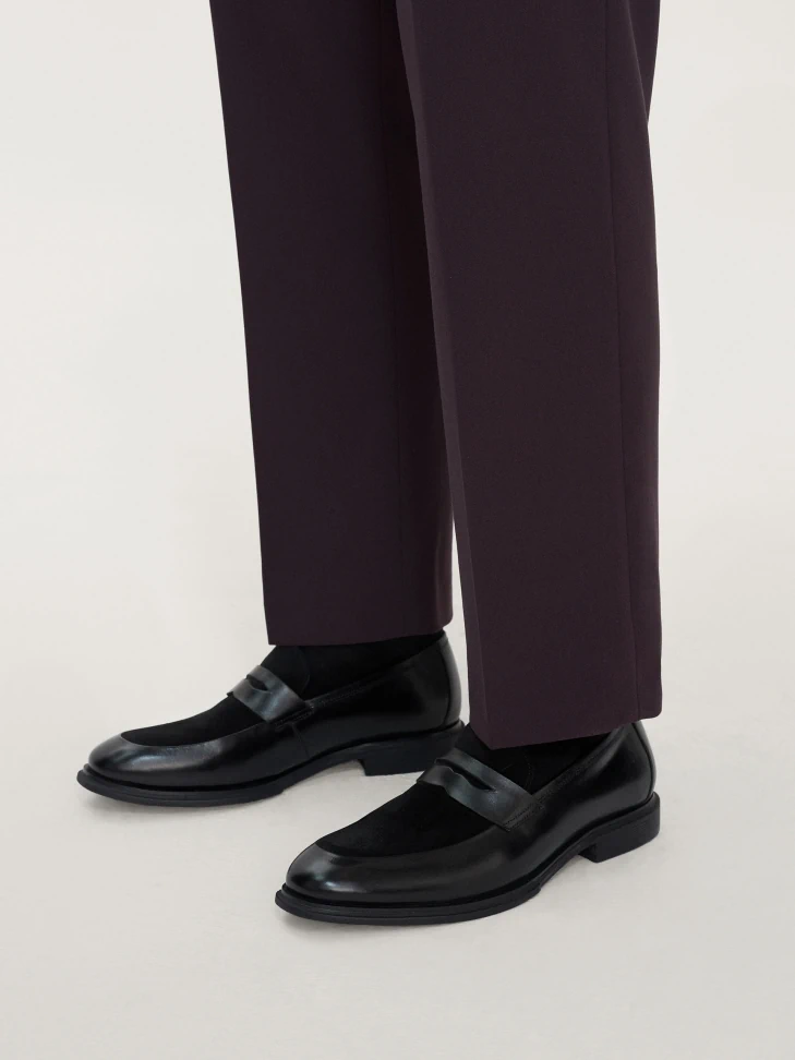 Kazar Men’s Elegant Black Loafers Made Of Grain Leather And Suede