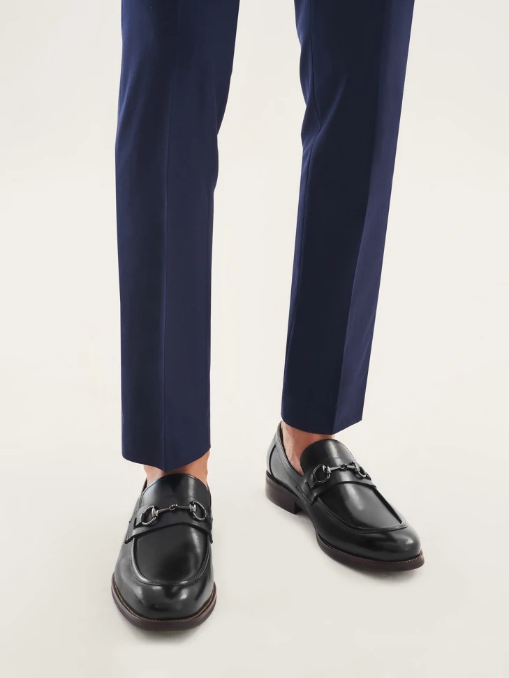 Kazar Men's Elegant Black Loafers With Metal Decoration