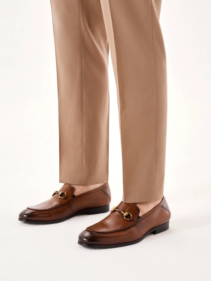 Kazar Men's Leather Loafers With A Metal Decoration