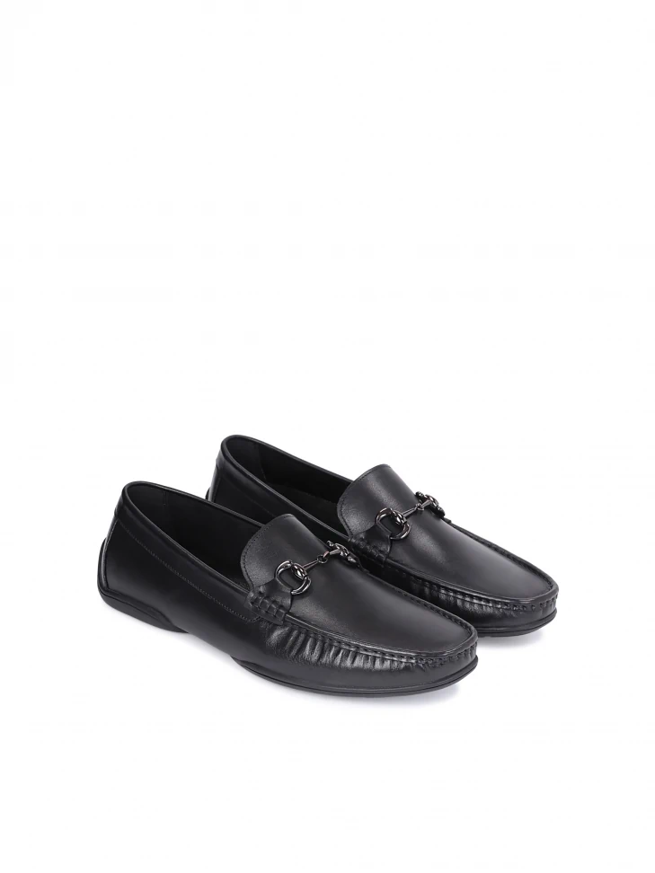 Kazar Men's Leather Moccasins In A Classic Shade With A Decoration