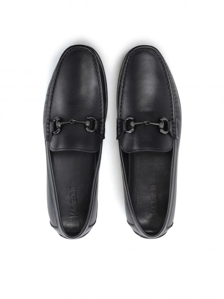Kazar Men's Leather Moccasins In A Classic Shade With A Decoration