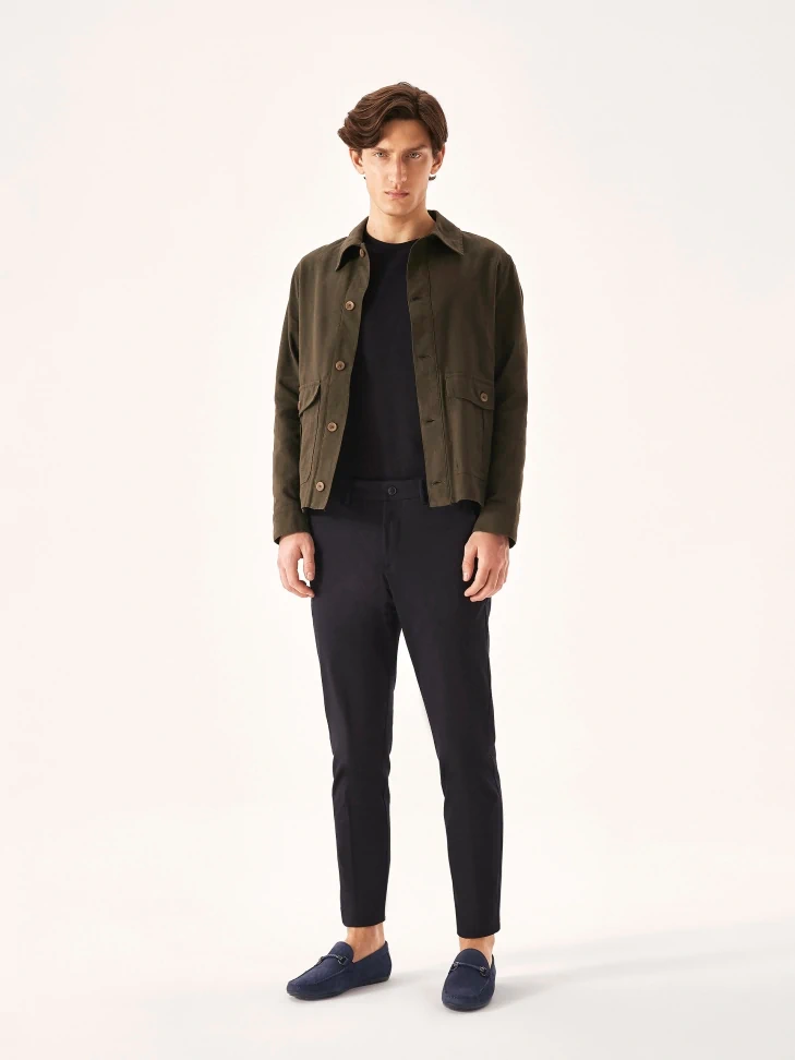 Kazar Men's Stylish Nubuck Navy Blue Moccasins With An Application