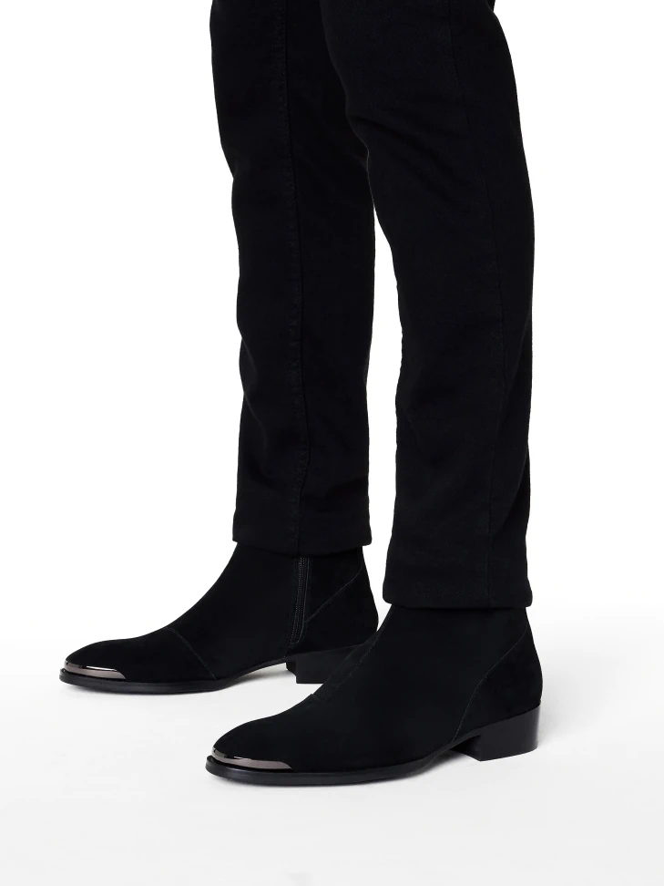 Kazar Men's Suede Boots With Metal Insert On The Front