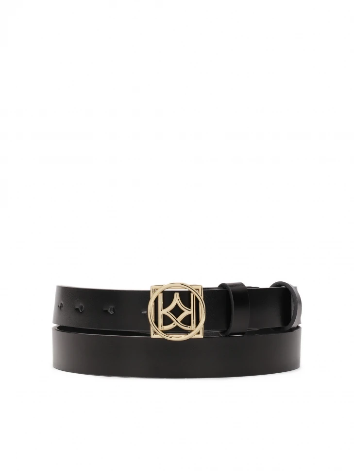 kazar Minimalist leather women's belt with logo buckle