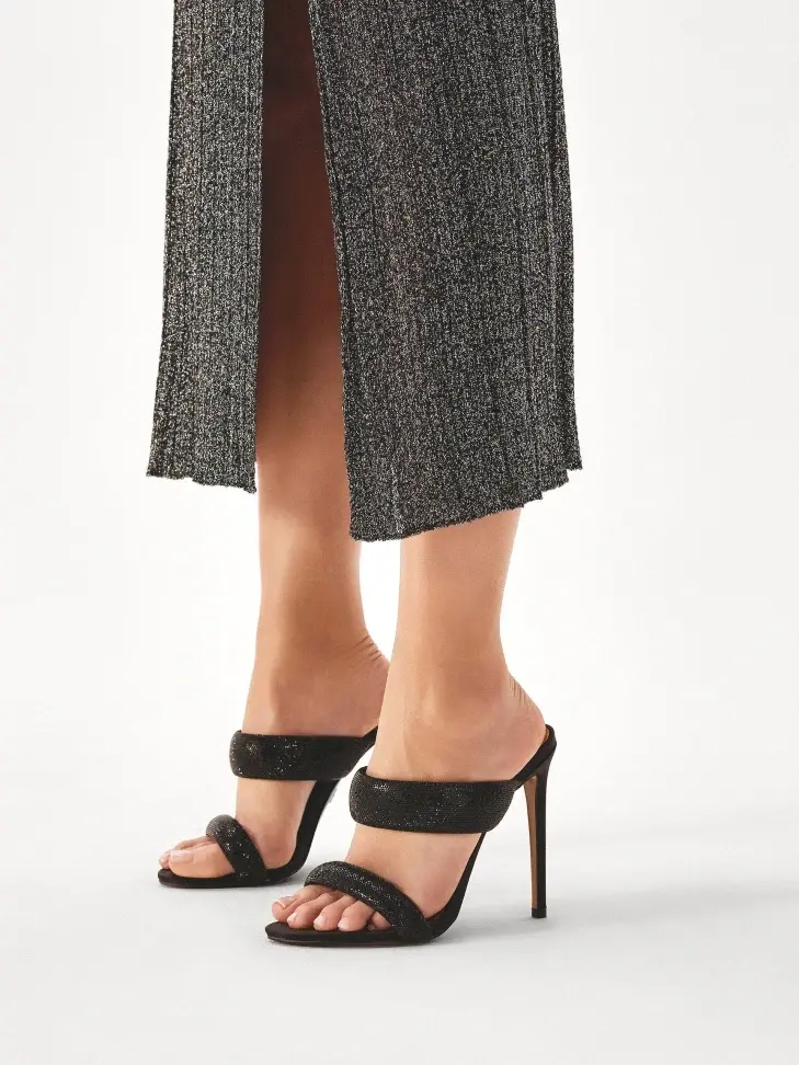 Kazar Mules On A Slender Stiletto Heel With Crystals