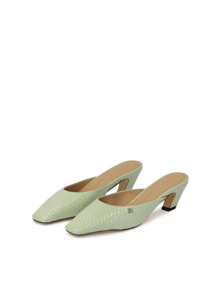 Kazar Mules With Built-in Front With Embossed Motif
