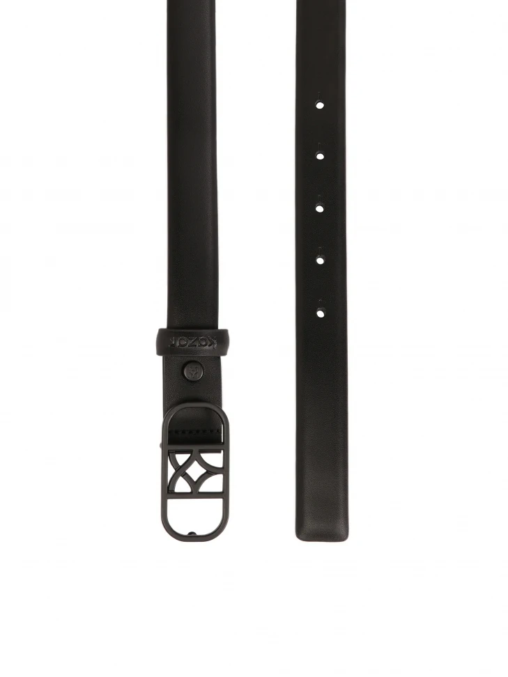 Kazar Narrow Black Belt Decorated With KAZAR Monogram Buckle