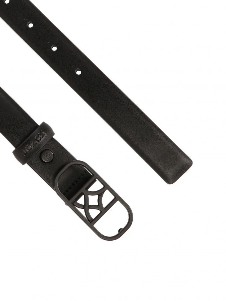 Kazar Narrow Black Belt Decorated With KAZAR Monogram Buckle