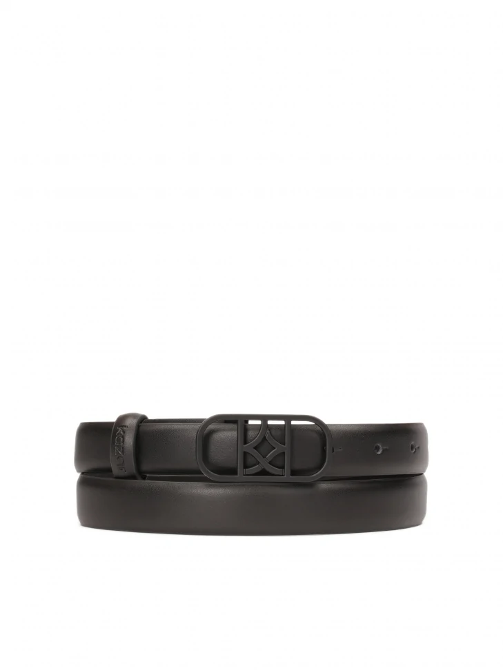 kazar Narrow black belt decorated with KAZAR monogram buckle