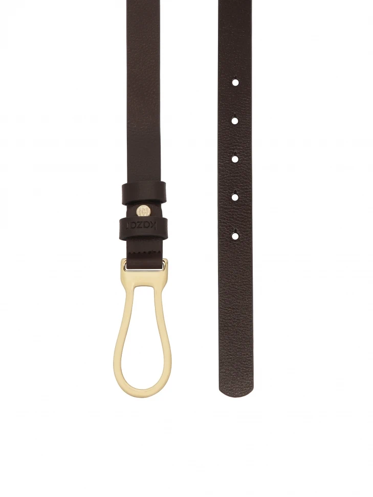Kazar Narrow Dark Brown Belt With Decorative Buckle