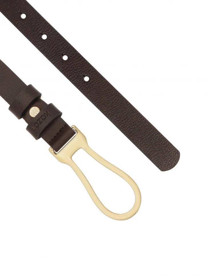 Kazar Narrow Dark Brown Belt With Decorative Buckle