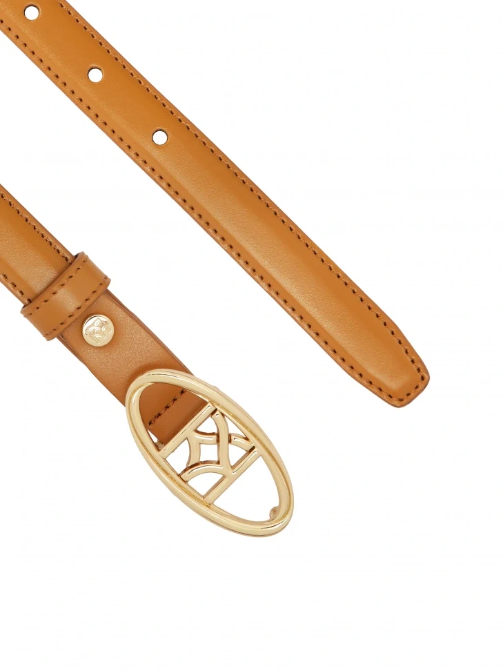 Kazar Narrow Light Brown Belt With Decorative Buckle