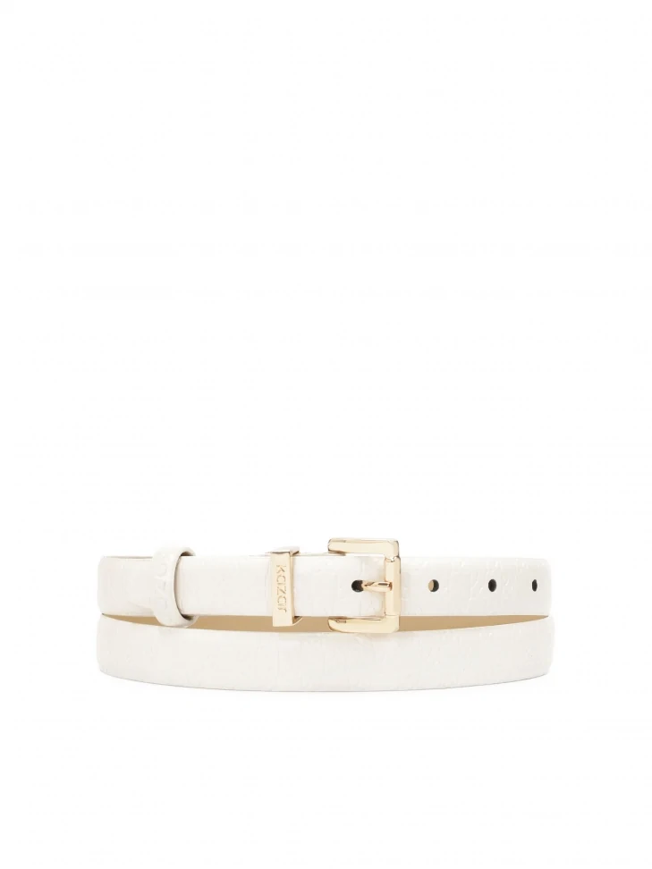 kazar Narrow white belt with embossed KAZAR monograms