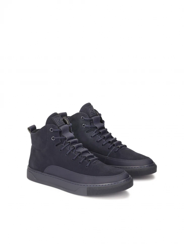 Kazar Navy Blue Men's Sneakers With Zipper And Lacing