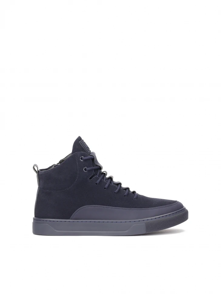 kazar Navy blue men's sneakers with zipper and lacing