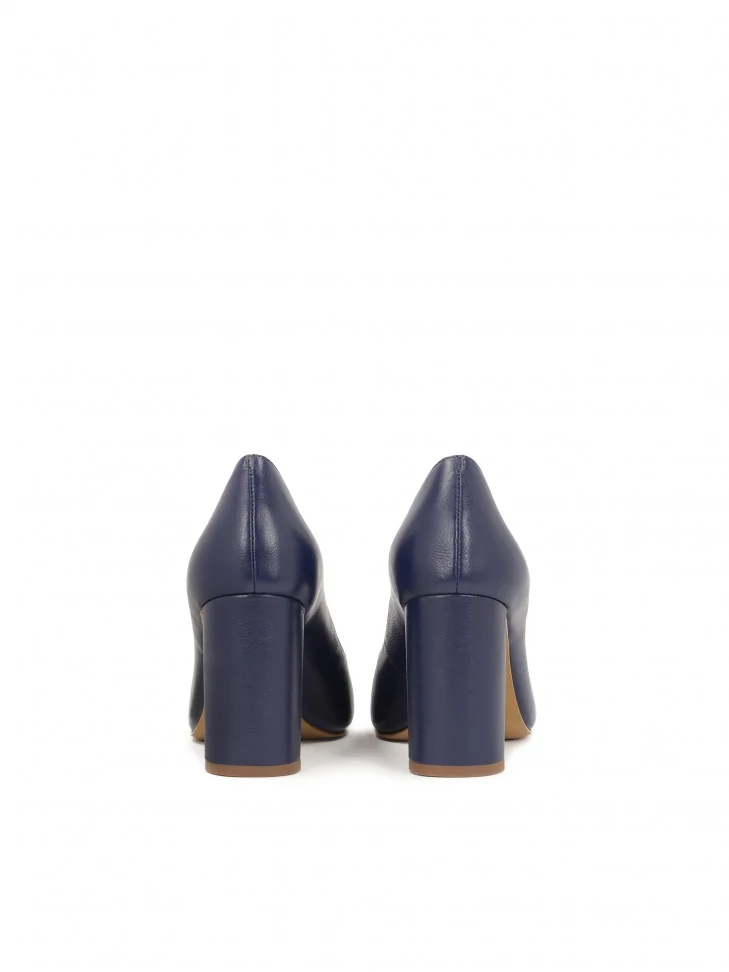 Kazar Navy Blue Pumps On A Post With Pointed Toe Noses
