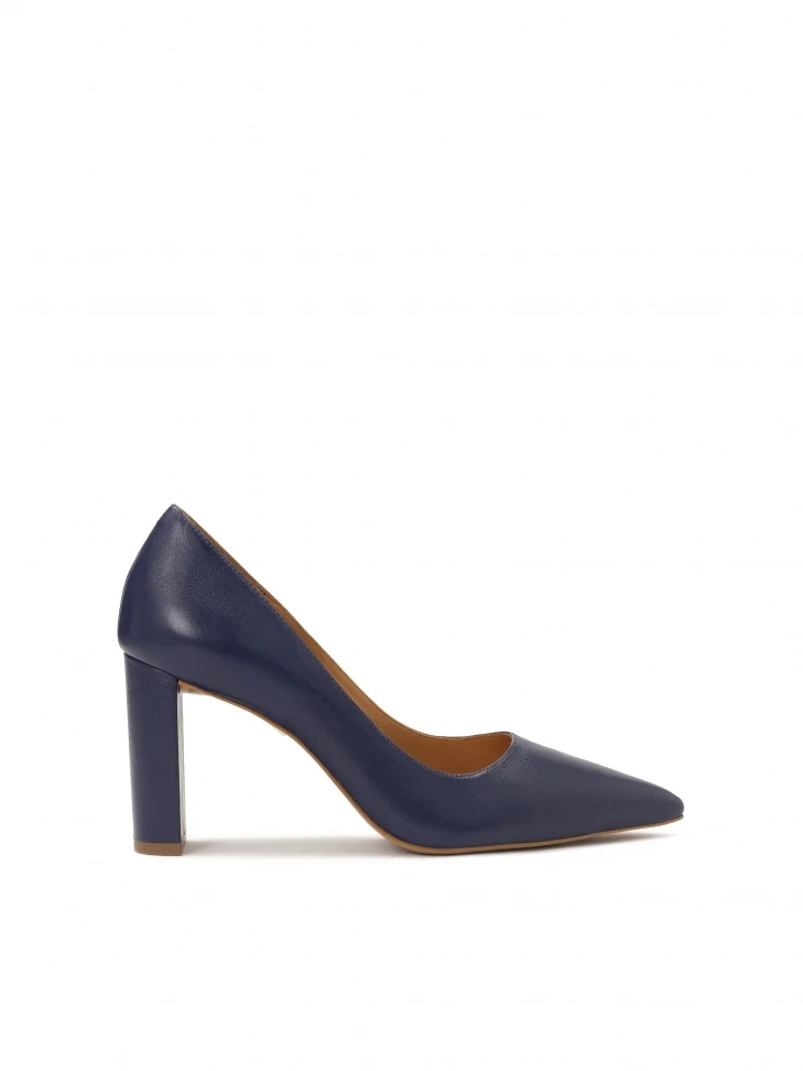 kazar Navy blue pumps on a post with pointed toe noses