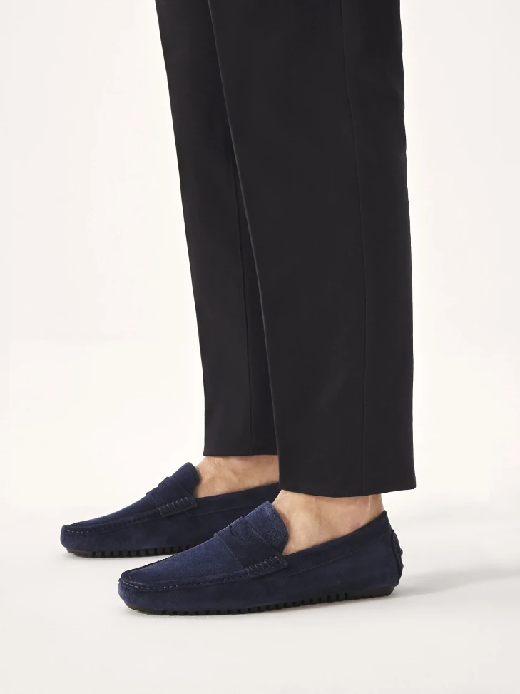 Kazar Navy Blue Suede Penske Moccasins On A Lugged Sole
