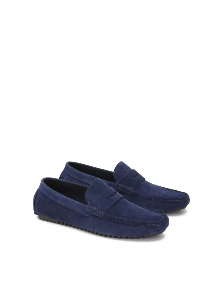 Kazar Navy Blue Suede Penske Moccasins On A Lugged Sole
