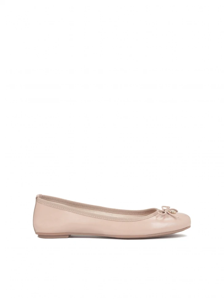 kazar Nude leather ballerinas with bow and metal tag