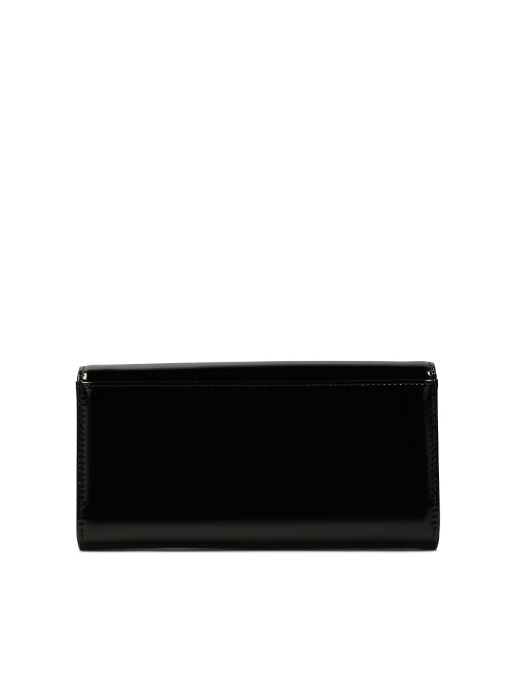 Kazar Patent Black Wallet With Jewelry Embellishment