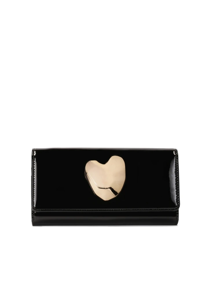 kazar Patent black wallet with jewelry embellishment