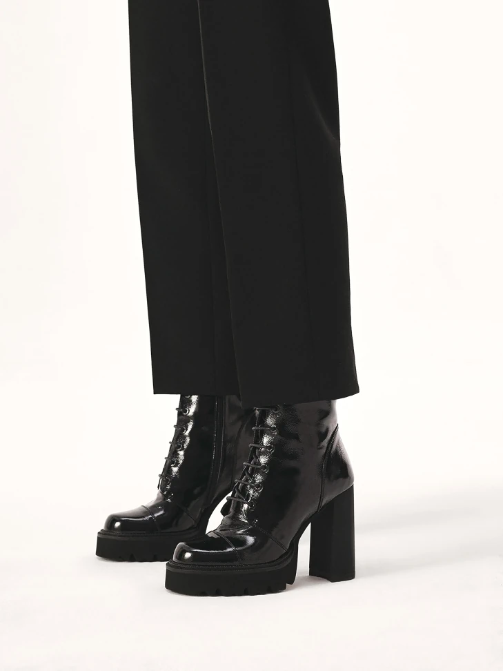 Kazar Patent Leather Boots With High Heel And Track Sole