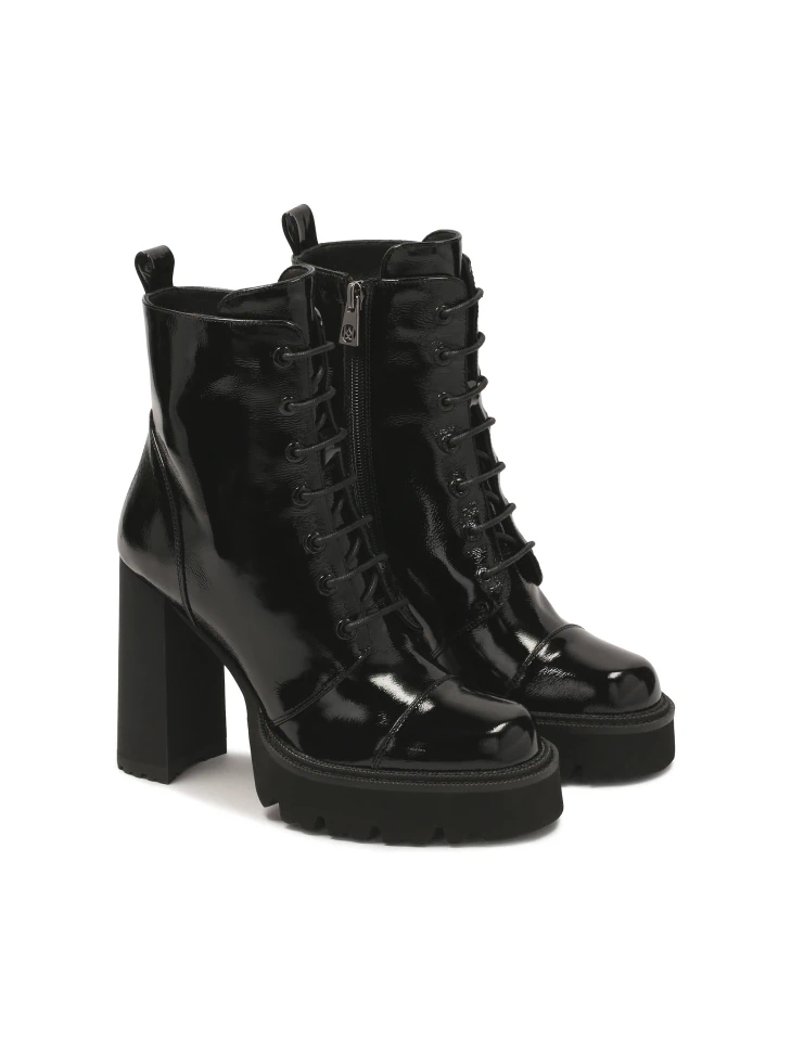 Kazar Patent Leather Boots With High Heel And Track Sole