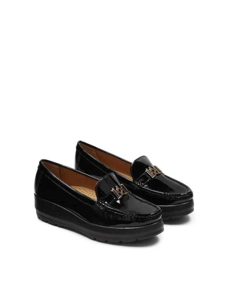 Kazar Patent Leather Flat Shoes On An Elevated Sole