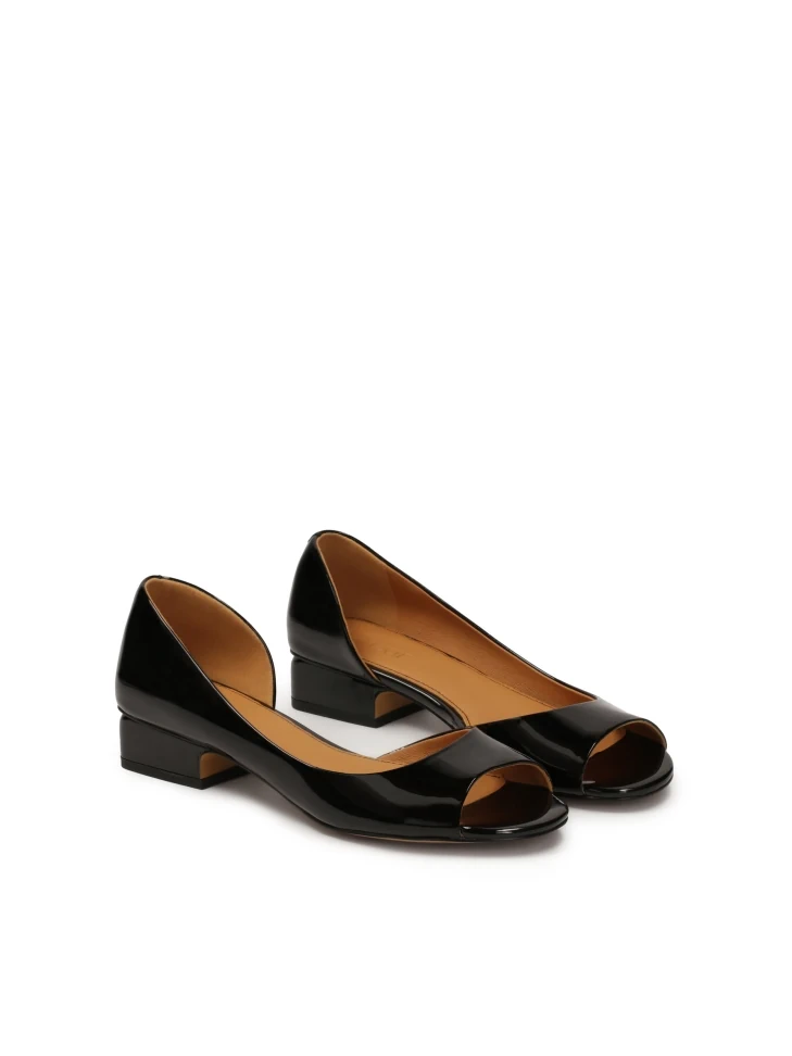 Kazar Patent Leather Pumps With Cutout Upper And Nose Pads