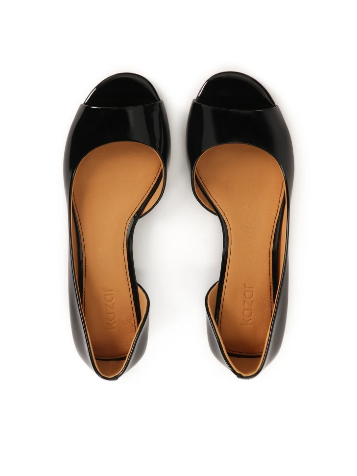 Kazar Patent Leather Pumps With Cutout Upper And Nose Pads
