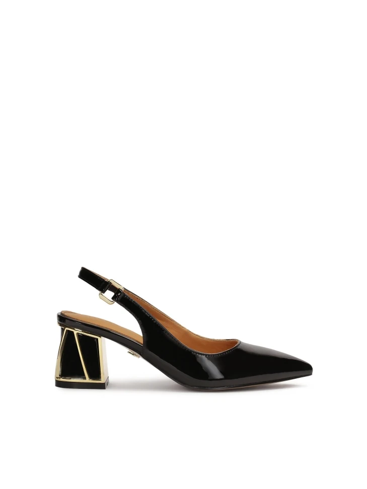kazar Patent leather pumps with open heel and embellished heel