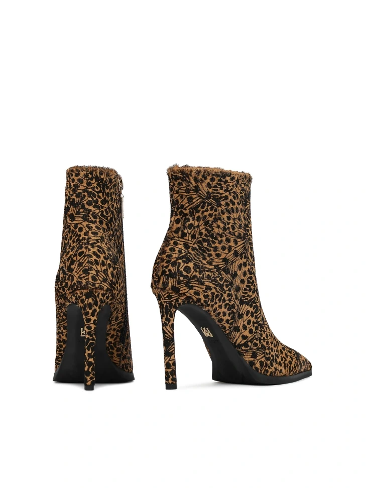 Kazar Patterned Leather Boots With Natural Hair Finish