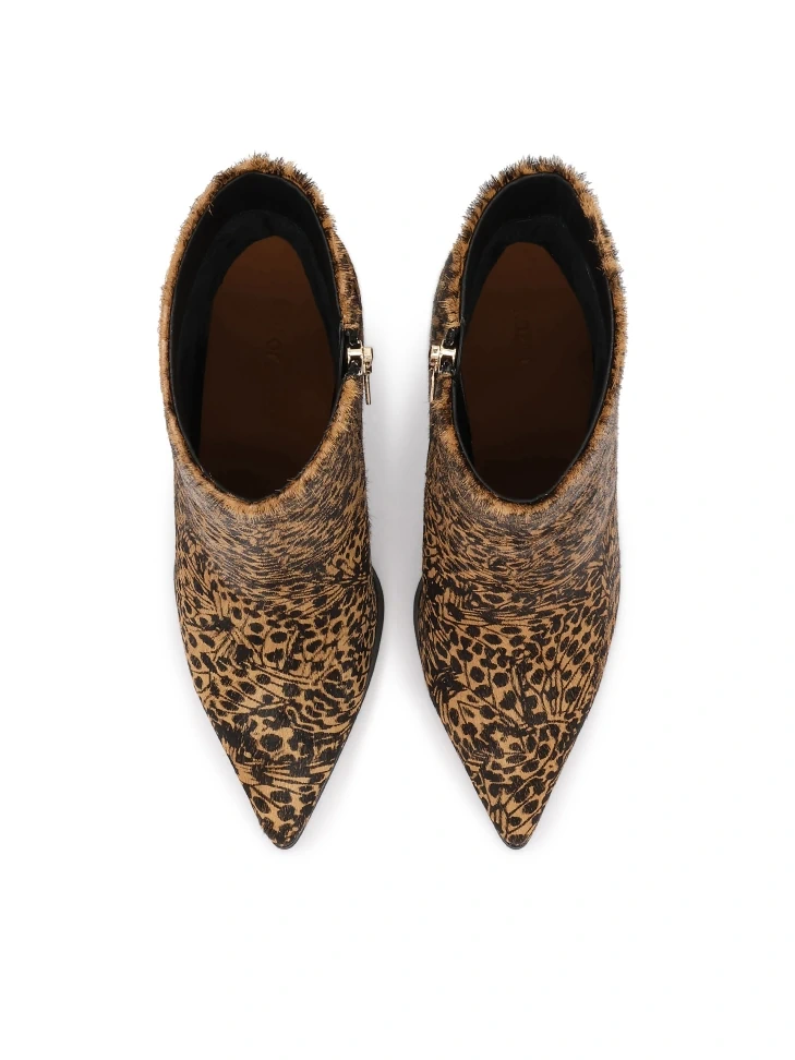 Kazar Patterned Leather Boots With Natural Hair Finish