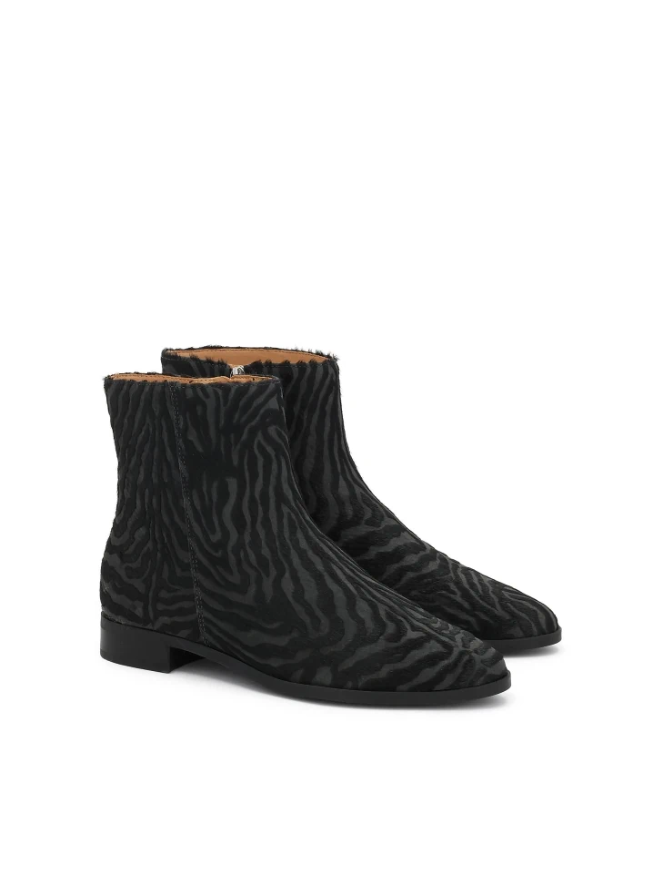 Kazar Patterned Leather Boots With Natural Hair Finish