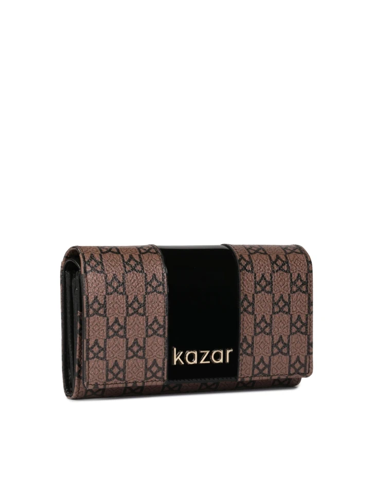 Kazar Patterned Wallet Decorated With Patent Leather