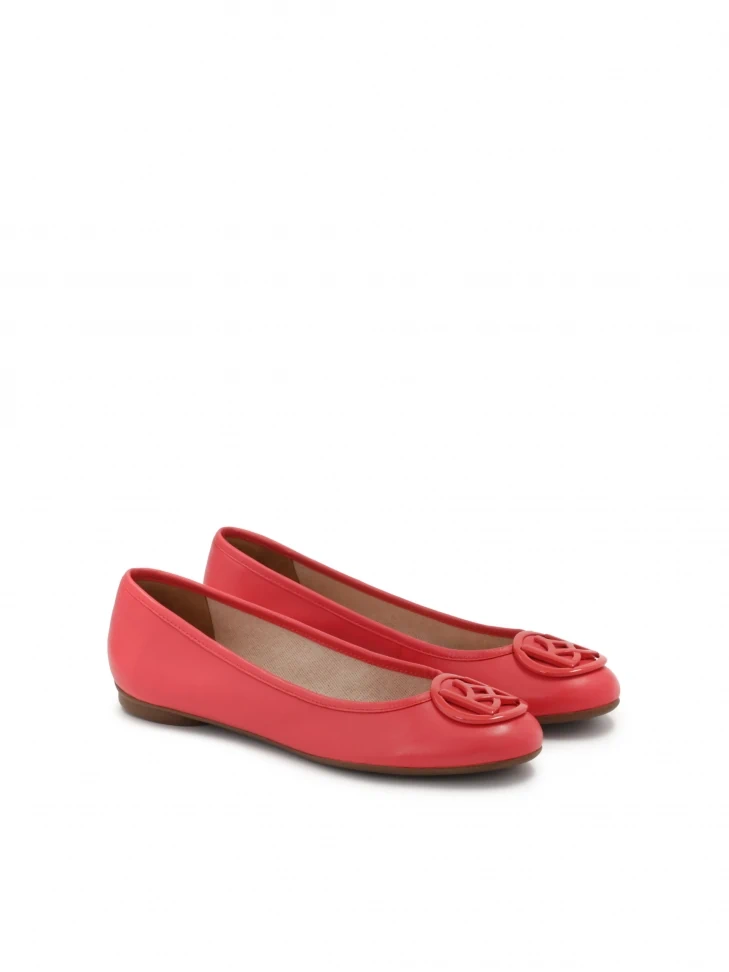 Kazar Pink Ballerinas With Embellishment On The Nose