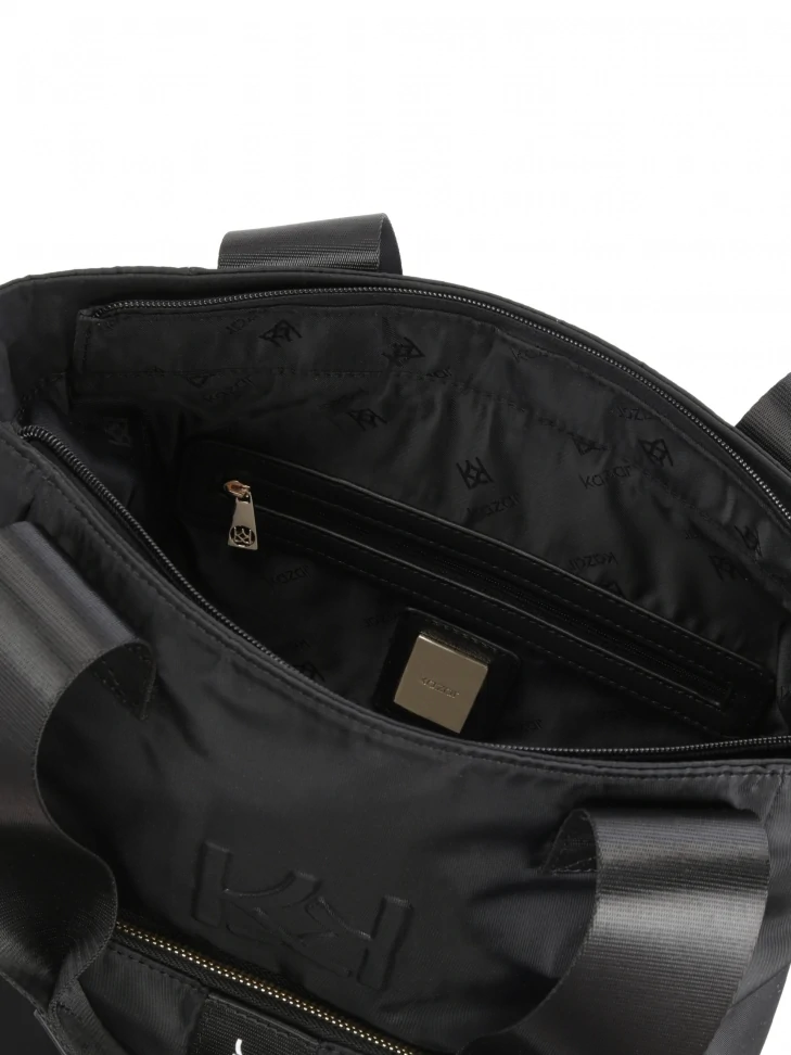 Kazar Practical Black Bag With Handles And A Detachable Strap