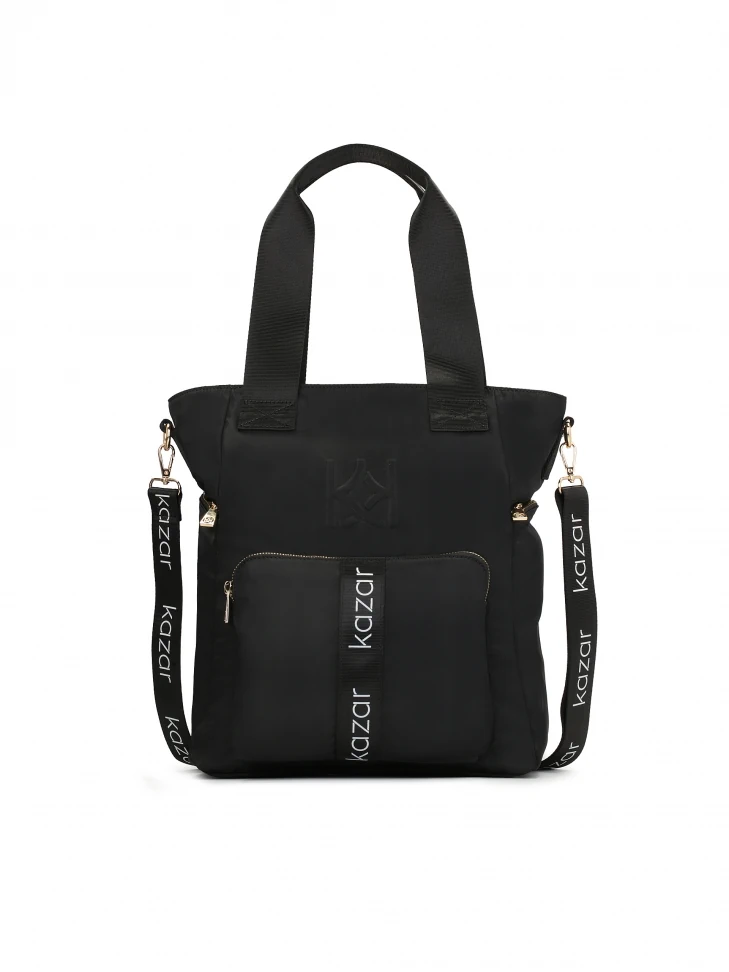 kazar Practical black bag with handles and a detachable strap