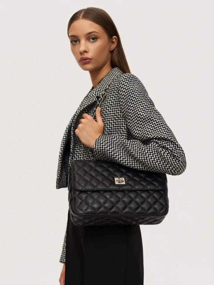 Kazar Quilted Bag With A Chain Intertwined With A Leather Strap
