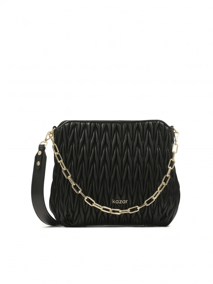 kazar Quilted black handbag with chain and detachable strap