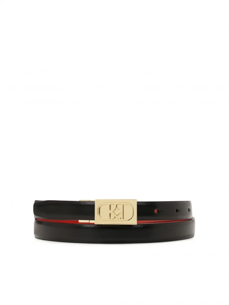Kazar Red And Black Double-sided Belt With Rotating Buckle