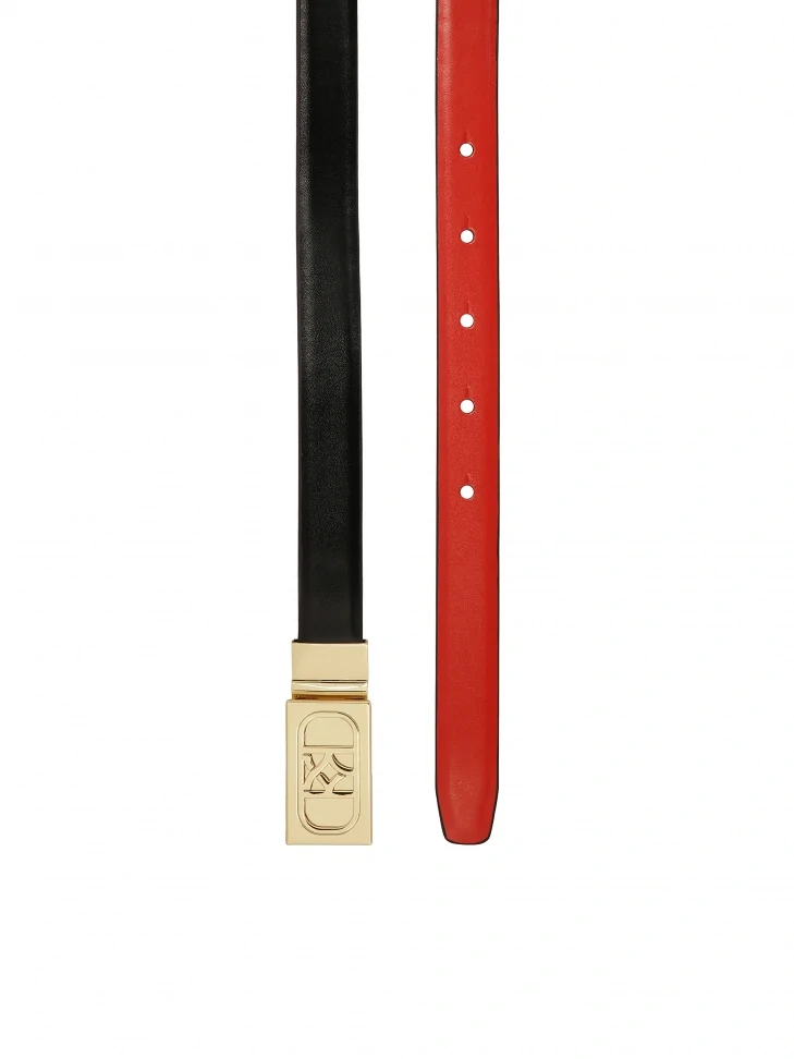 Kazar Red And Black Double-sided Belt With Rotating Buckle