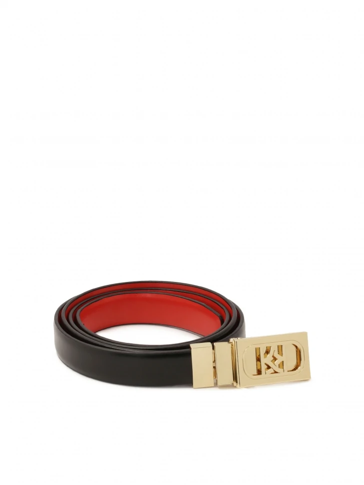 Kazar Red And Black Double-sided Belt With Rotating Buckle