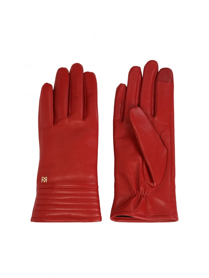 Kazar Red Gloves In Smooth Leather With Striking Quilting