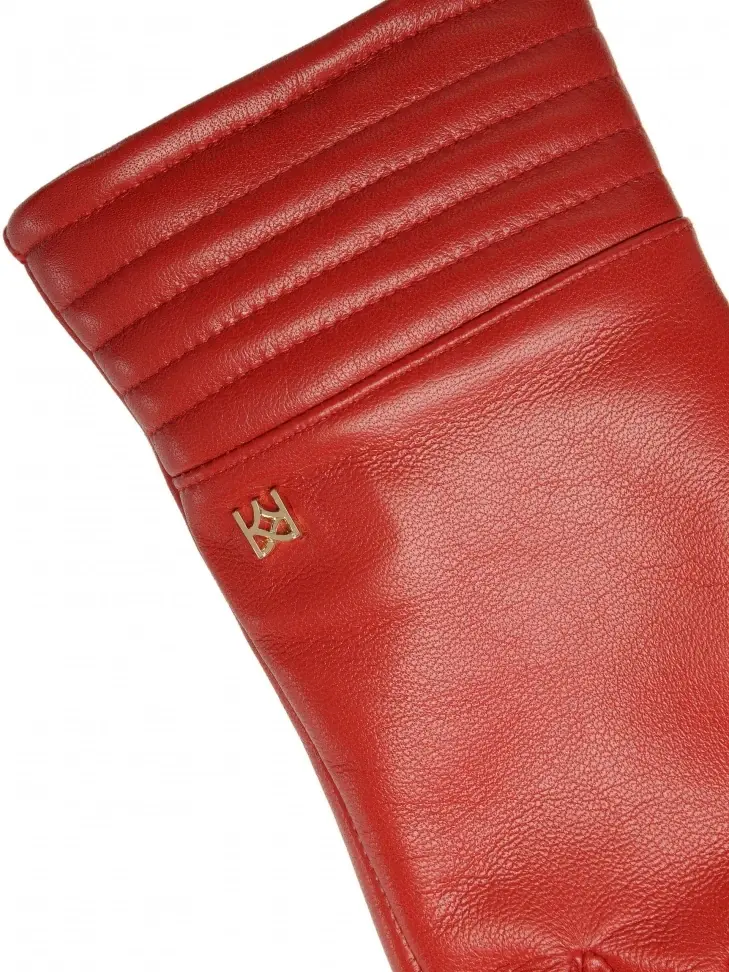 Kazar Red Gloves In Smooth Leather With Striking Quilting